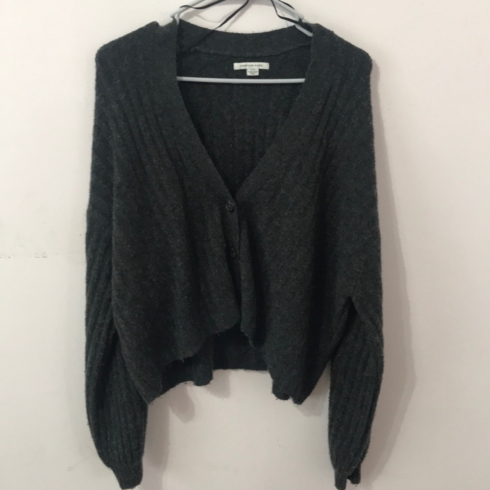 American Eagle Cropped Grey Sweater